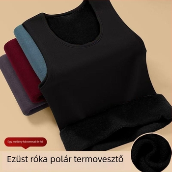 Férfi fleece-lével bélelt melegítő mellény, ujjatlan, slim fit