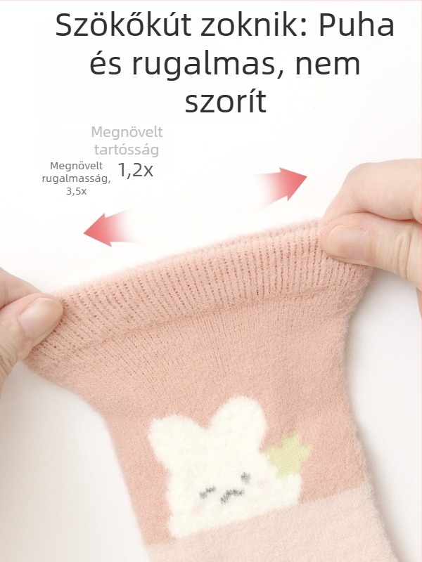 2025 téli csecsemő zokni, fleece béléses, vastag és meleg, kétszínű dizájn, uniszex, középső hosszúságú