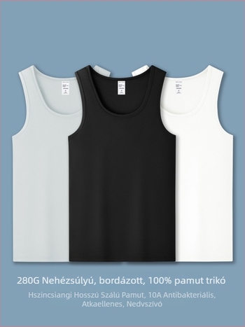 Férfi ujjatlan mellény, 280 g, 100% pamut, nehéz súlyú, sport és edzéshez
