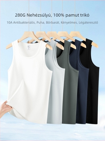 Férfi ujjatlan mellény, 280 g, 100% pamut, nehéz súlyú, sport és edzéshez