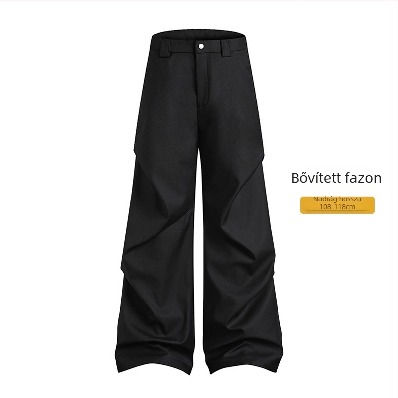 Muqiu férfiaknak készült vékony ice-silk hosszú nadrág, laza, egyenes szabású, magas férfiak számára