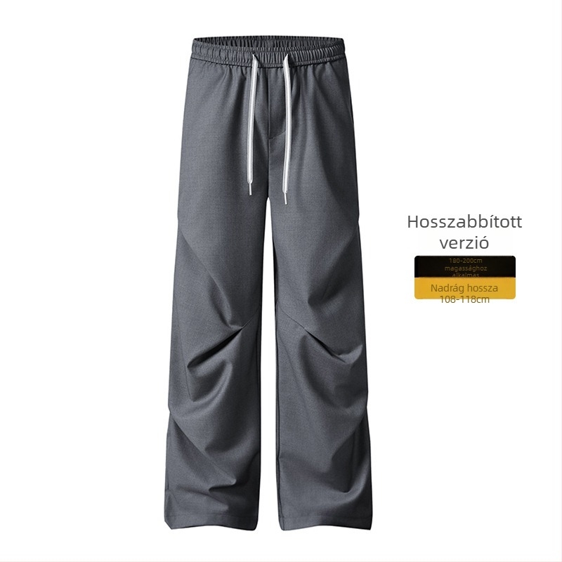 Muqiu férfiaknak készült vékony ice-silk hosszú nadrág, laza, egyenes szabású, magas férfiak számára