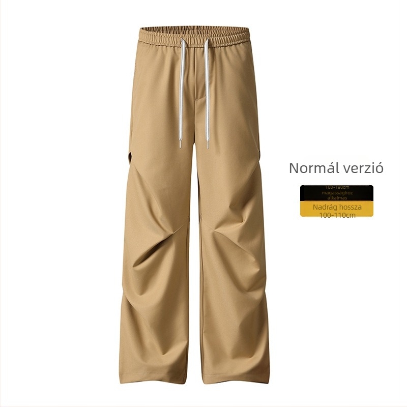 Muqiu férfiaknak készült vékony ice-silk hosszú nadrág, laza, egyenes szabású, magas férfiak számára