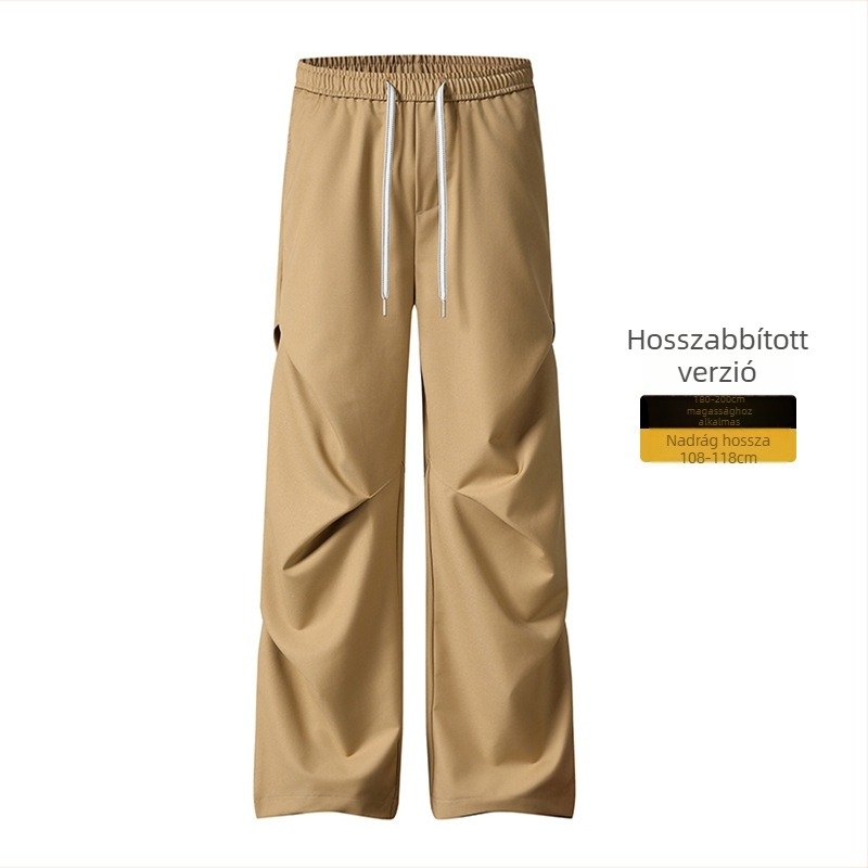 Muqiu férfiaknak készült vékony ice-silk hosszú nadrág, laza, egyenes szabású, magas férfiak számára