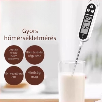 Konyhai digitális szondás hőmérő, nagy pontosságú, gyors hőmérséklet-mérés vízhez, olajhoz és tejhez, magas hőállóság