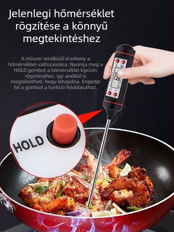 Digitális víz- és olajhőmérő szondával, kereskedelmi konyhai használatra