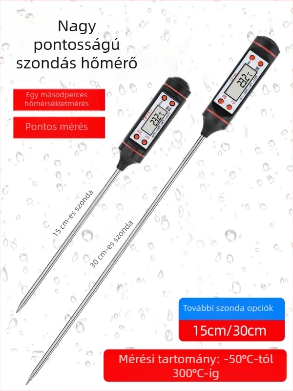 Digitális víz- és olajhőmérő szondával, kereskedelmi konyhai használatra