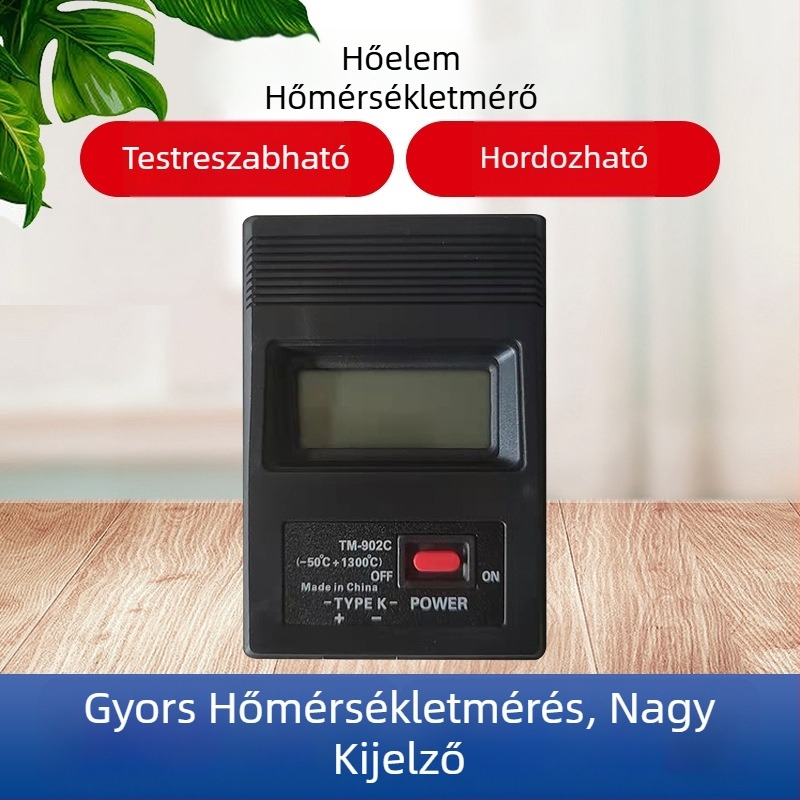 TM-902C Gyors hőmérő termopárral, hordozható, beépített kábellel, -50…1300 °C