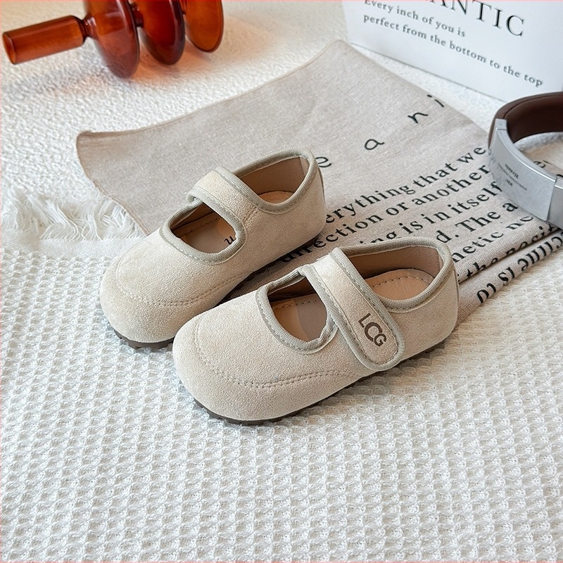 Gyerek Mary Jane cipő műbőrből Velcro-záróval, francia retro stílus, aranyos puffos dizájn, mindennapi lapos cipő tavaszra