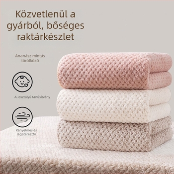 Ananászrács mintázatú törölköző korallplüssel – puha, nedvszívó arc- és fürdő törölköző, vastított, szálmentes, otthonra és strandra