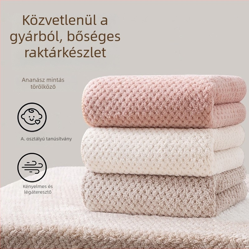 Ananászrács mintázatú törölköző korallplüssel – puha, nedvszívó arc- és fürdő törölköző, vastított, szálmentes, otthonra és strandra