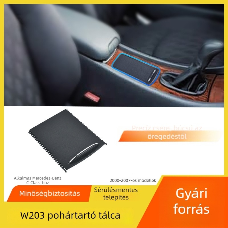 Mercedes-Benz C-osztály W203 középkonzolos pohártartó húzható lemez és cipzáras fedél (C260/C280)