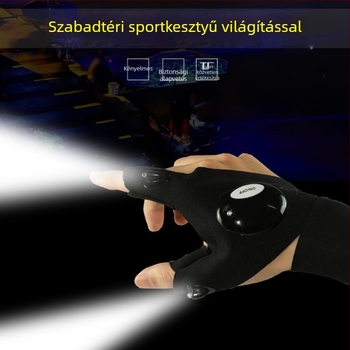 LED-es horgász kesztyű, éjszakai horgászat világító ujjbegyekkel