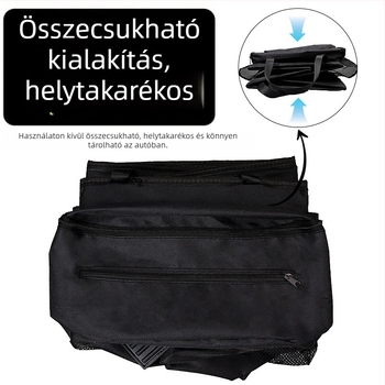 Összecsukható csomagtartó tároló Oxford anyagból, pohártartóval – autó belső kiegészítő