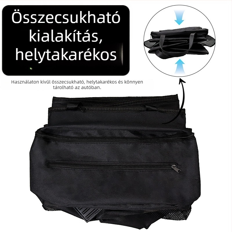 Összecsukható csomagtartó tároló Oxford anyagból, pohártartóval – autó belső kiegészítő
