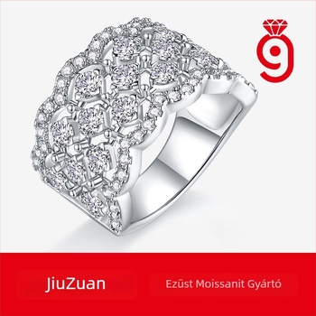 Női S925 ezüst gyűrű Moissanite – geometriai forma, könnyű lux