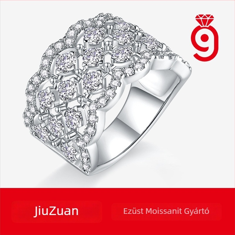 Női S925 ezüst gyűrű Moissanite – geometriai forma, könnyű lux