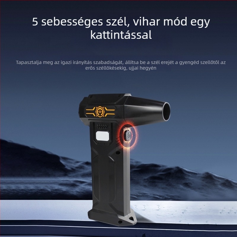 Kézi, nagy sebességű turbina ventilátor kültéri kempingezéshez, multifunkcionális kis ventilátor fújás és vákuum funkcióval, beépített lítium akkumulátor, digitális kijlező, kefe nélküli motorral, 6 lapát