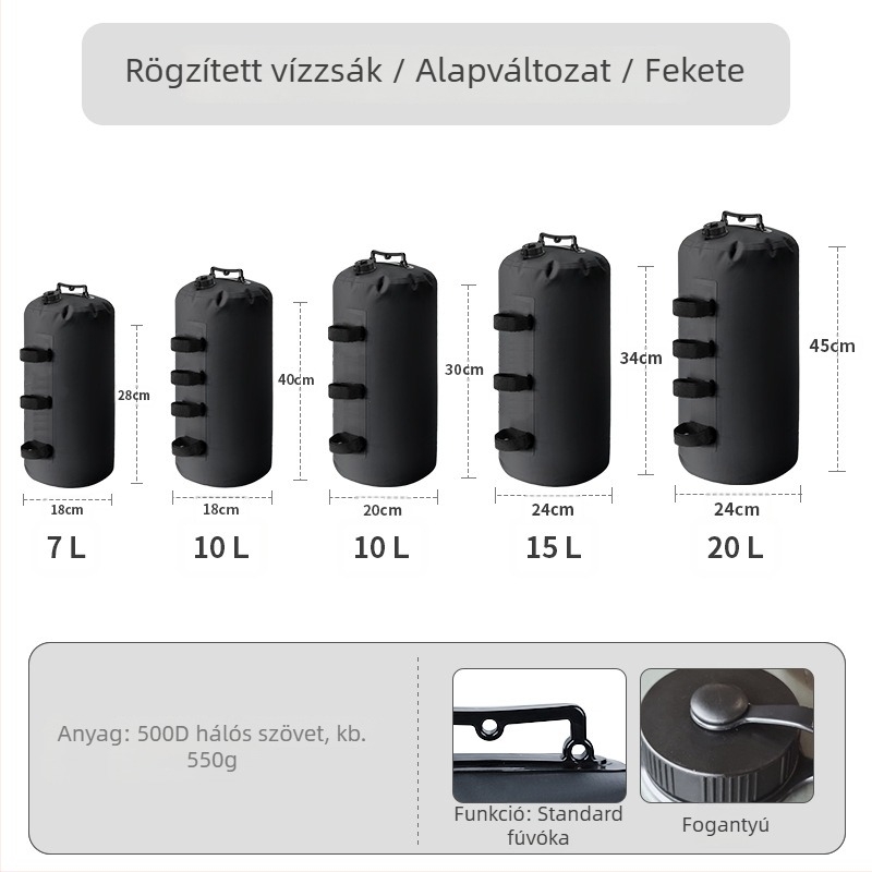 Kemping sátor súlyzsákok – homokkal és vízzel tölthetők a szél elleni stabilizáláshoz