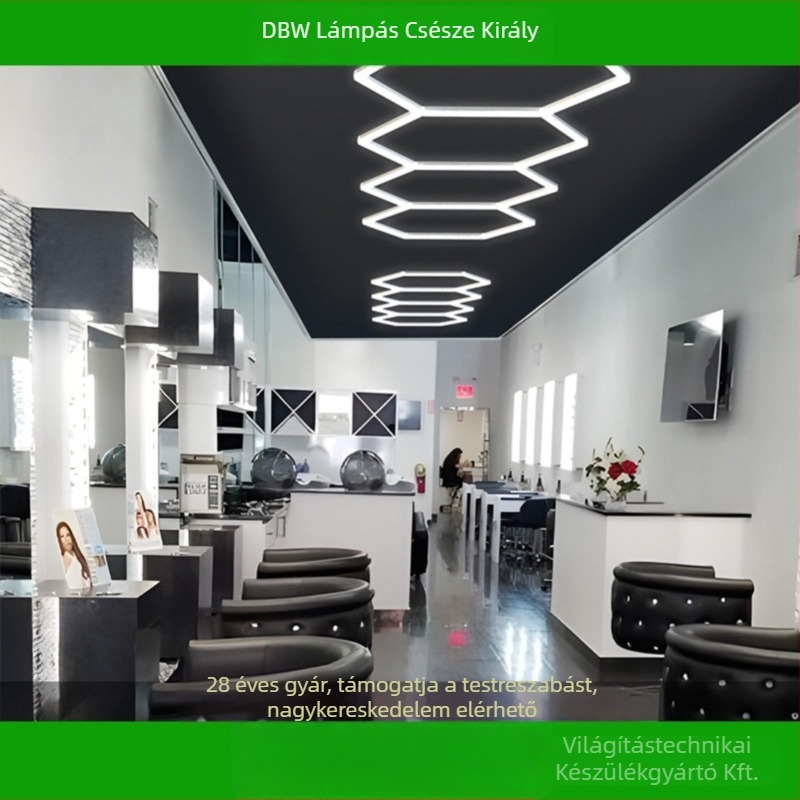 LED díszítő fény fodrászüzletek és speciális boltok számára, árnyékmentes, energiatakarékos csillár a Honeycomb Light sorozatból, HX-BCD-04 modell, 168 W, 2040×1650 mm, 1600 lm, 220 V, PC ház