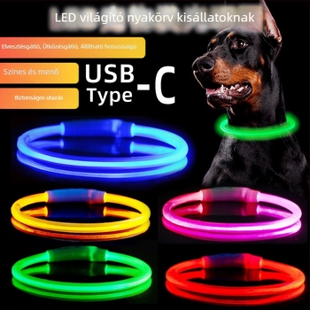 USB-C töltésű LED világító kutyanyakörv