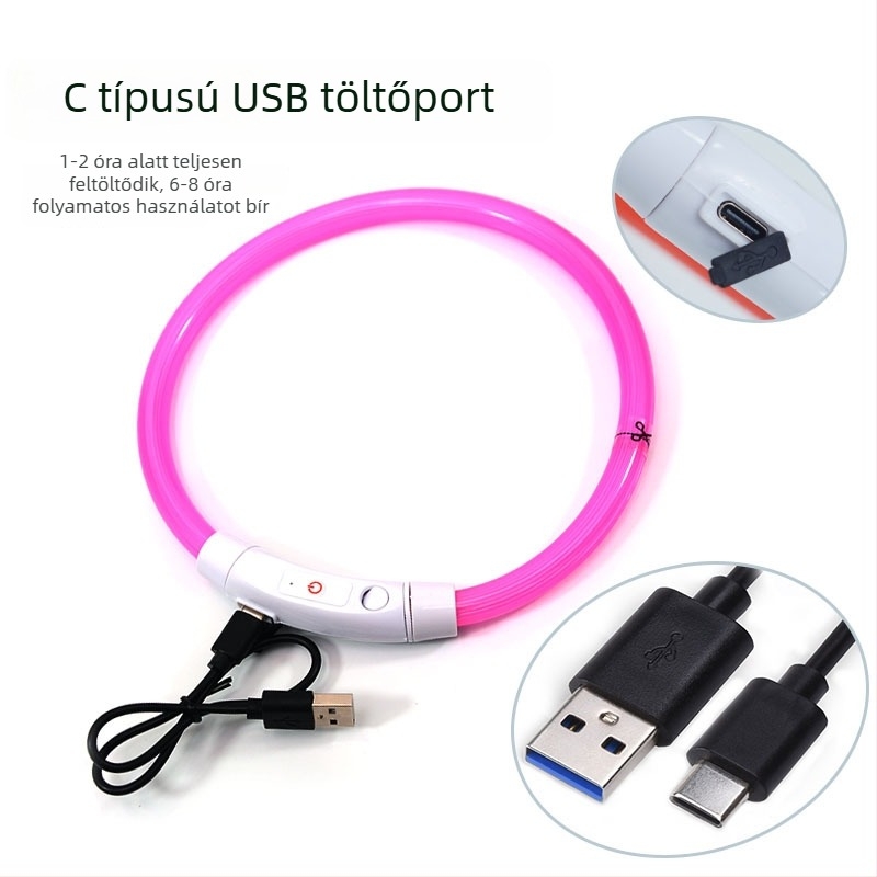 USB-C töltésű LED világító kutyanyakörv