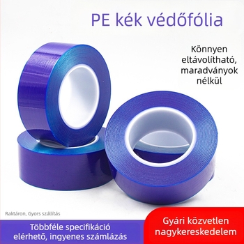 Kék PE védőfilmeszalag rozsdamentes acél ajtók és ablakok alkatrészeinek, nyom nélkül hagyó, por- és karcolásvédelem