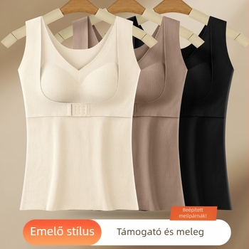 Elöl záródó támasztó mellény fixált melltartó párnával, emeli a melleket, meleg alapréteg őszre–télre, testformázó és hasi kontroll