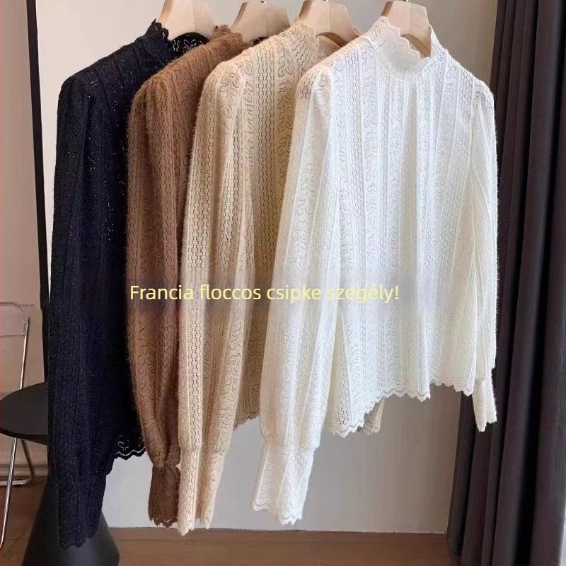 Alap felső kapucnival, spandex keverék, hosszú ujjú, félmagas gallér