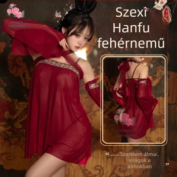 Hanfu ihletésű szexi hálóing készlet, ultra vékony poliészter anyag, 95–100% poliészter, anyagvastagság ≤40 g/m², 2025 tavaszi kiadás