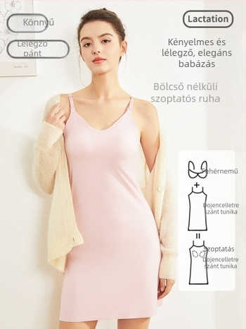 Szoptatós A-vonalú ruha, kerek nyakkal, ujjatlan, nylon-elasztán keverék, előre nyíló szoptatási kivitel