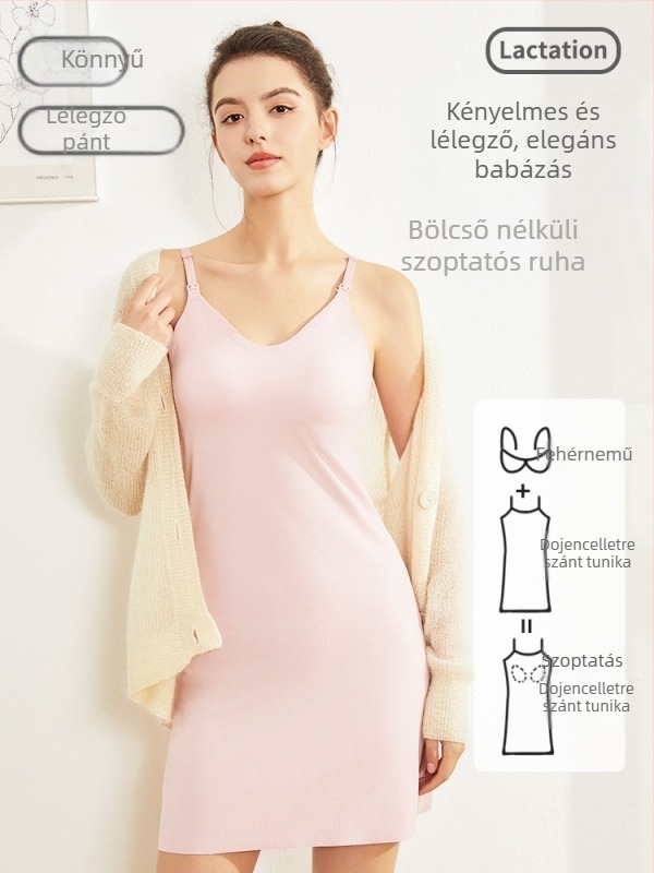 Szoptatós A-vonalú ruha, kerek nyakkal, ujjatlan, nylon-elasztán keverék, előre nyíló szoptatási kivitel