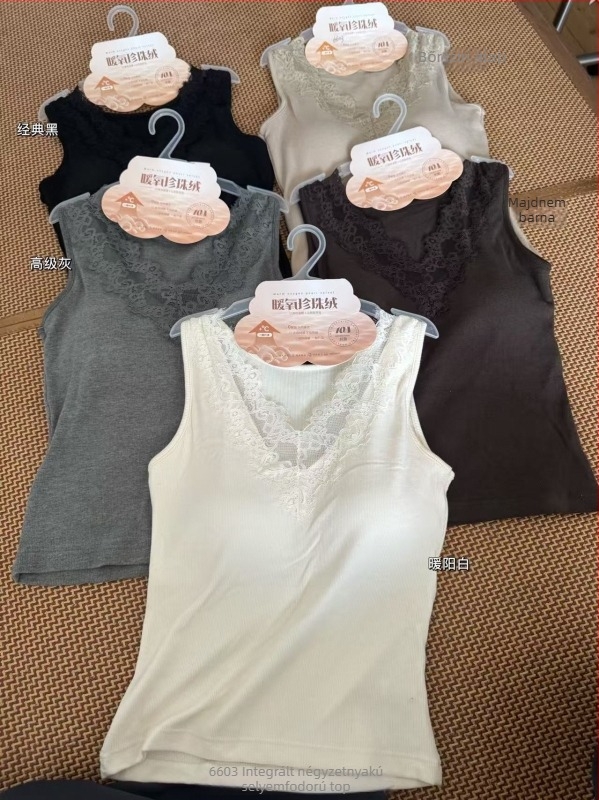 Csipkés patchworkos bustier felső, vékony formázott pohár, teljes pohár, 6603