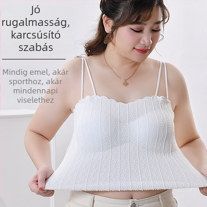 Plusz méretű csőtop állítható pántokkal és melltartó párnákkal, külső viselésre tervezve, szép hátvonal