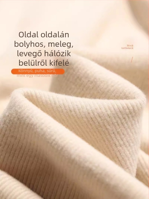 Várandós női őszi-téli alapréteg felső, laza szabás, hosszú ujjak, kerek nyakú, kókusz velúr, viszkóz-spandex anyag, hossz 50–65 cm