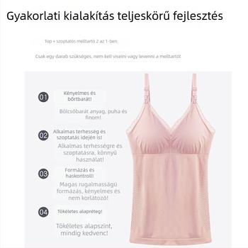 Szoptatós kismama top, négy évszakos, vékony, melltartó nélkül, 3/4-ujjú, polo gallérral