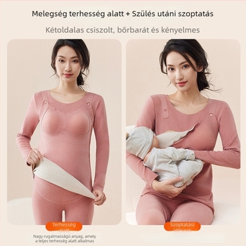 Plusz méretű kismama őszi szoptatós felső, szülés utáni etetéshez, alapréteg, mellkas párna, dupla bolyhos anyag