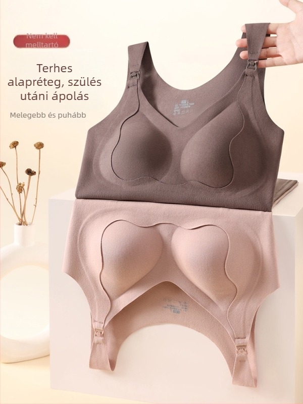 Anyasági és szoptatós top, seamless, meleg, magas rugalmasságú emelő támogatással, hossz 50–65 cm, poliészter-spandex keverék
