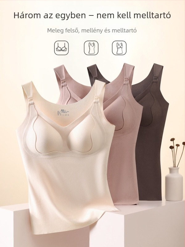 Anyasági és szoptatós top, seamless, meleg, magas rugalmasságú emelő támogatással, hossz 50–65 cm, poliészter-spandex keverék