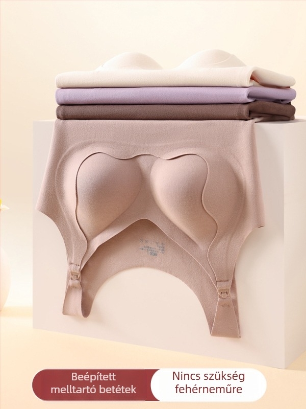 Anyasági és szoptatós top, seamless, meleg, magas rugalmasságú emelő támogatással, hossz 50–65 cm, poliészter-spandex keverék