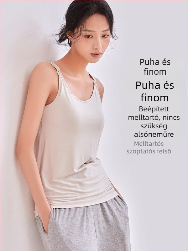 Szoptatós camiszol előre nyitható csattal, lazán szabott, regenerált cellulózrostok 90–95%, 2025 tavasz–nyár