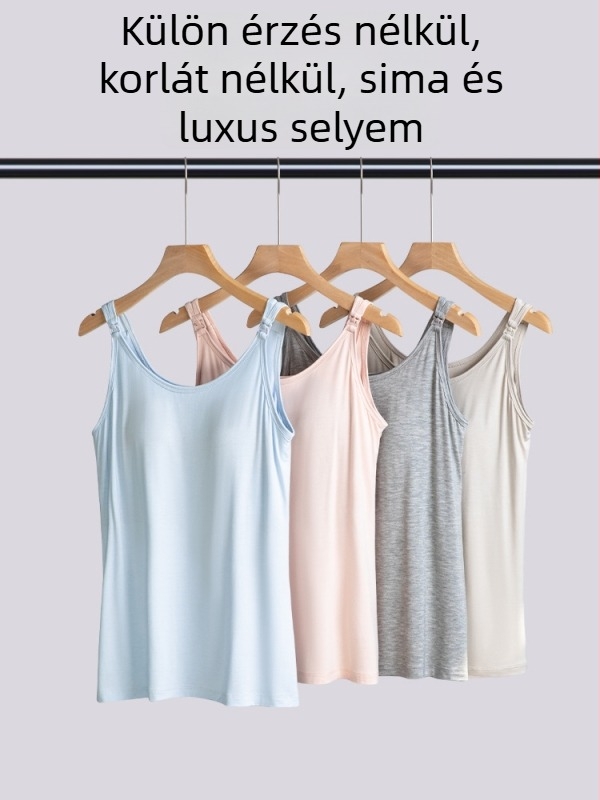 Szoptatós camiszol előre nyitható csattal, lazán szabott, regenerált cellulózrostok 90–95%, 2025 tavasz–nyár