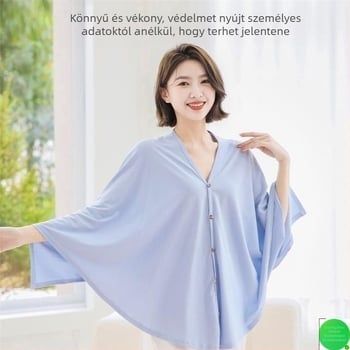 Szoptatási kendő - lélegző TR szövet, PVC ≤30%, 3/4 ujjak, polo gallér, többfunkciós kültéri etetésvédő, 2024 tavasz