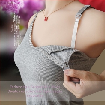 Szoptatós topp nyárra anyaságra és szülés utáni időszakra, vállpántos, 3/4-s ujjas