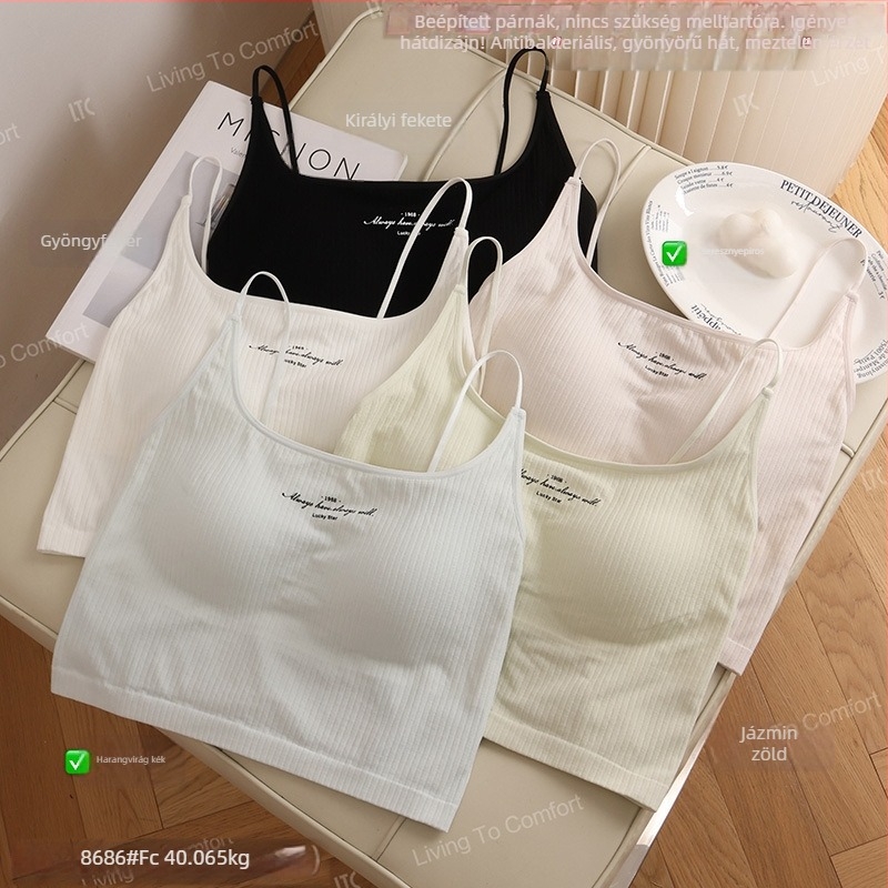 Oxygen Beauty 8686 Női Camisole vékony pántokkal, hátra kivágással, merevítő nélkül, beépített formázott kosár, lélegző