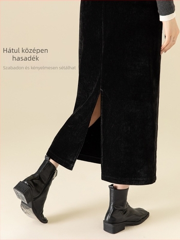A-vonalú chenille szoknya poliészter alapanyaggal, retro stílus, középméret hossz, téli 2024 kollekció, Xinge márka
