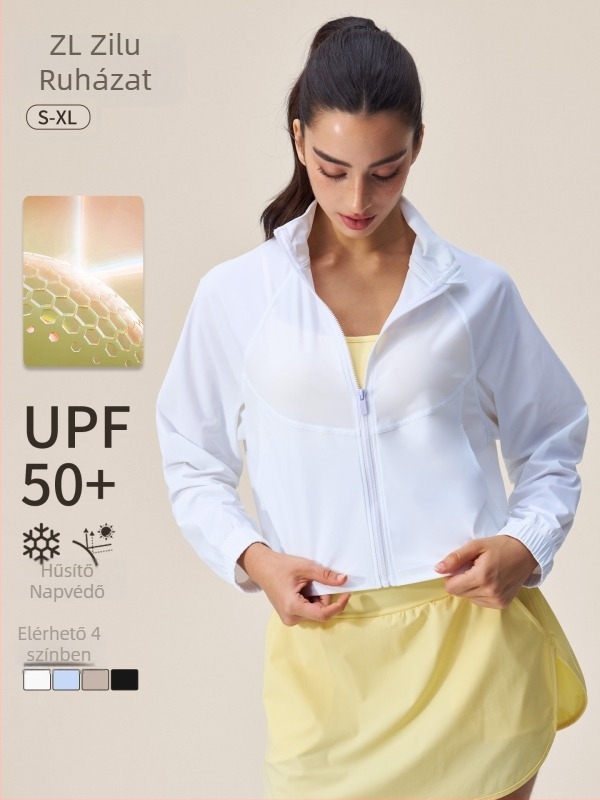 Női nylon kültéri szélvédő ZL-FY02 – lélegző, UV UPF50+ védelem, könnyű, kapucni nélküli, nyár–tavasz
