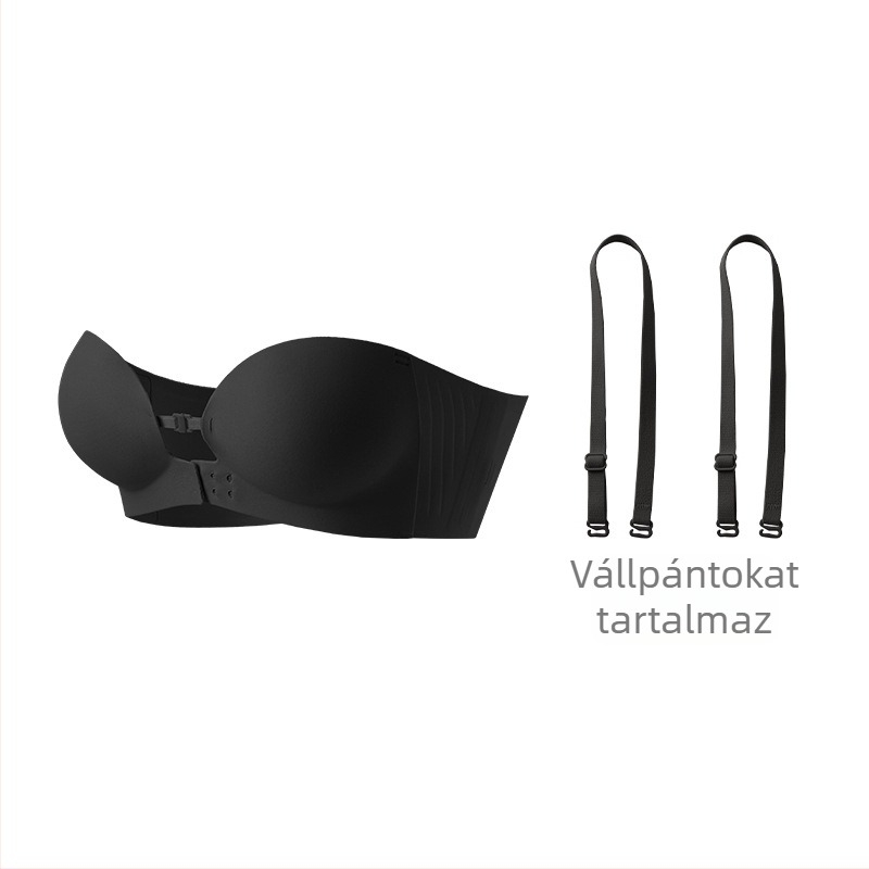 Elöl záródó, vállpánt nélküli melltartó, vékony modell, láthatatlan ruhák alatt, pamut kosár