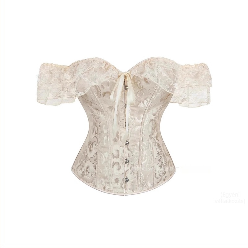 Csipkés top bustier-stílusú, csőtop formában, karcsú szabás, rövid hossz 40–50 cm, részletes mintázat