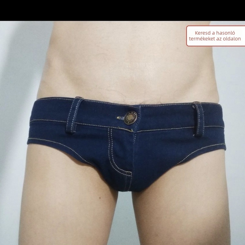 Férfi rövid farmernadrág – szoros szabás, alacsony derék, denim/pamut, koptat
